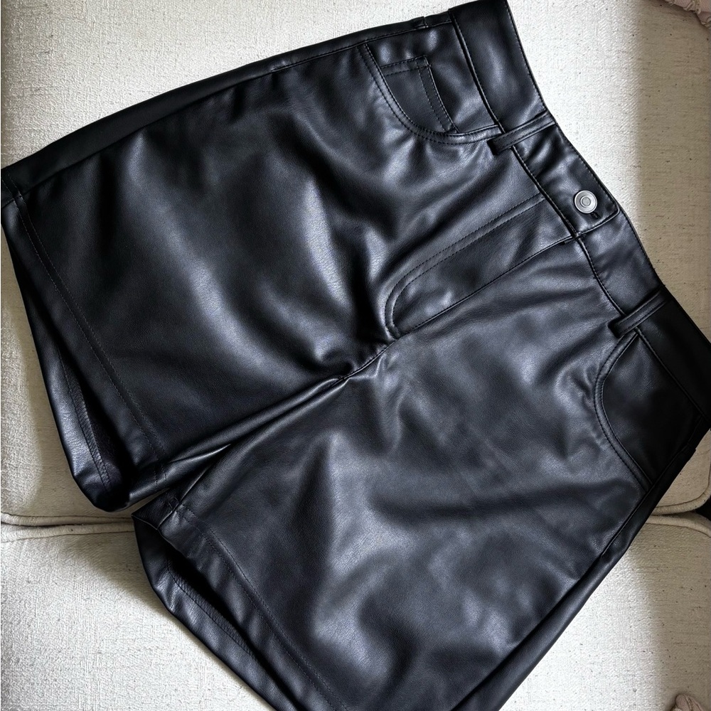 RD Style Black Faux Leather Shorts